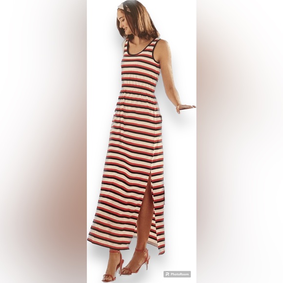 esmara Dresses & Skirts - Knit Maxi Tank Dress Red, White & Blue Striped -M NWT